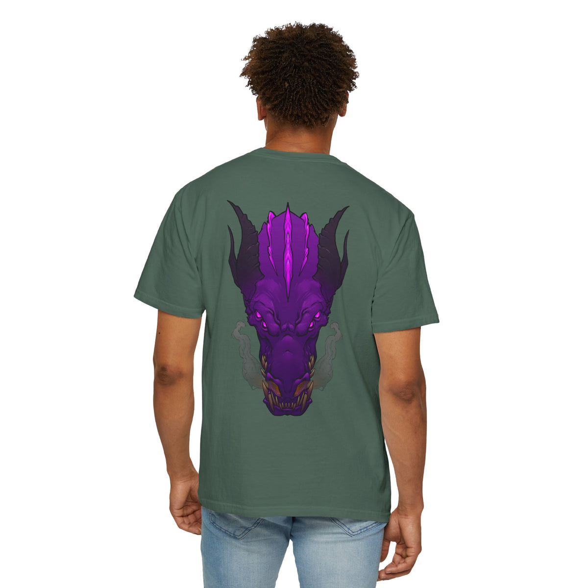 Purple Dragon Head Graphic T-Shirt