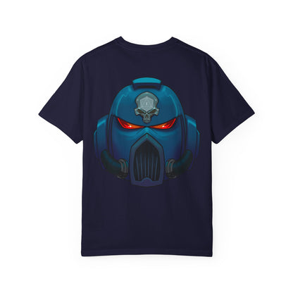 Crimson Armored Space Man Helmet T-Shirt — Graphic Tee