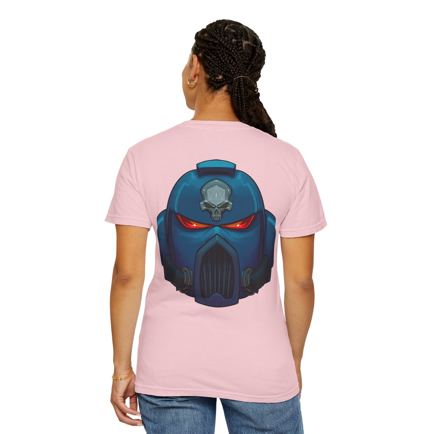 Crimson Armored Space Man Helmet T-Shirt — Graphic Tee