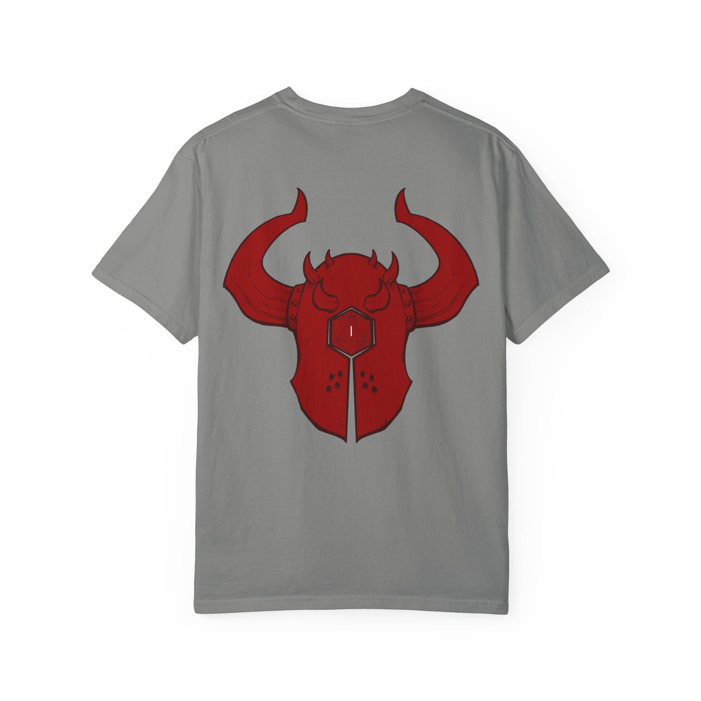 Copy of Demonic Horned Helmet T-Shirt — Red Viking Armor Back Print