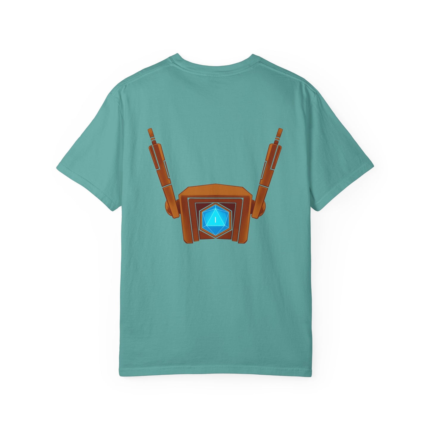 T-Shirt — Calamity Field Games Robot Suit Tee (Front/Back Gaming Graphic)