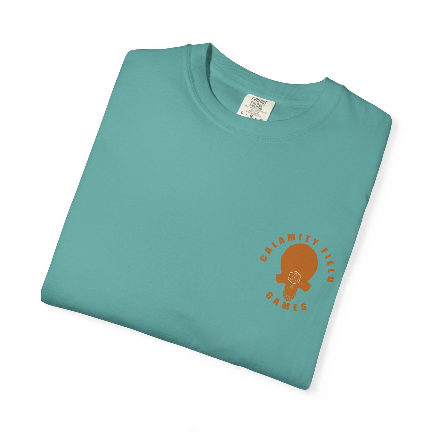 T-Shirt — Calamity Field Games Robot Suit Tee (Front/Back Gaming Graphic)