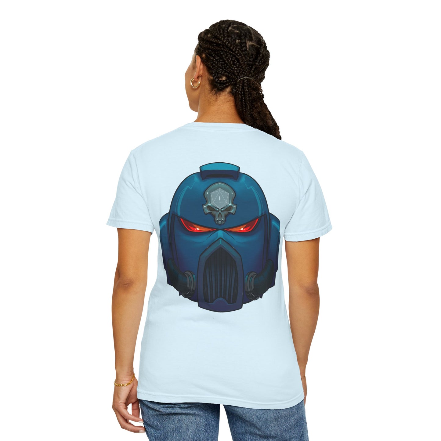 Crimson Armored Space Man Helmet T-Shirt — Graphic Tee