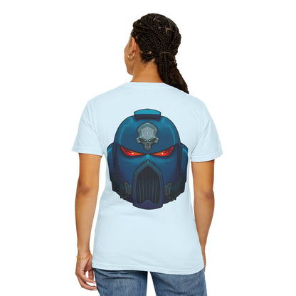 Crimson Armored Space Man Helmet T-Shirt — Graphic Tee