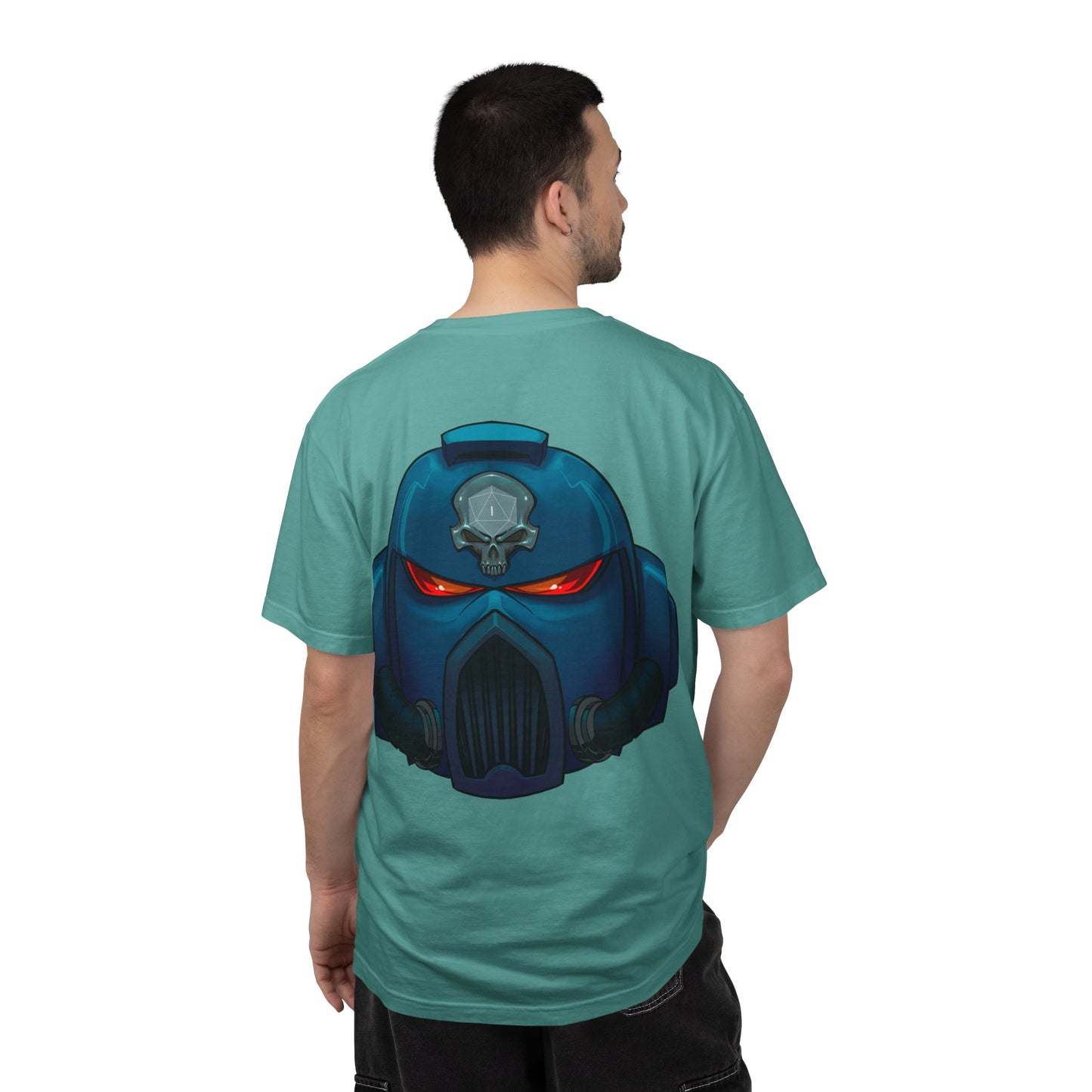 Crimson Armored Space Man Helmet T-Shirt — Graphic Tee