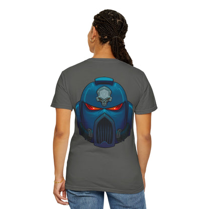 Crimson Armored Space Man Helmet T-Shirt — Graphic Tee