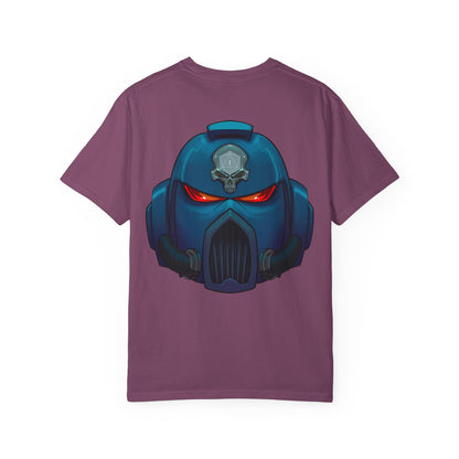 Crimson Armored Space Man Helmet T-Shirt — Graphic Tee