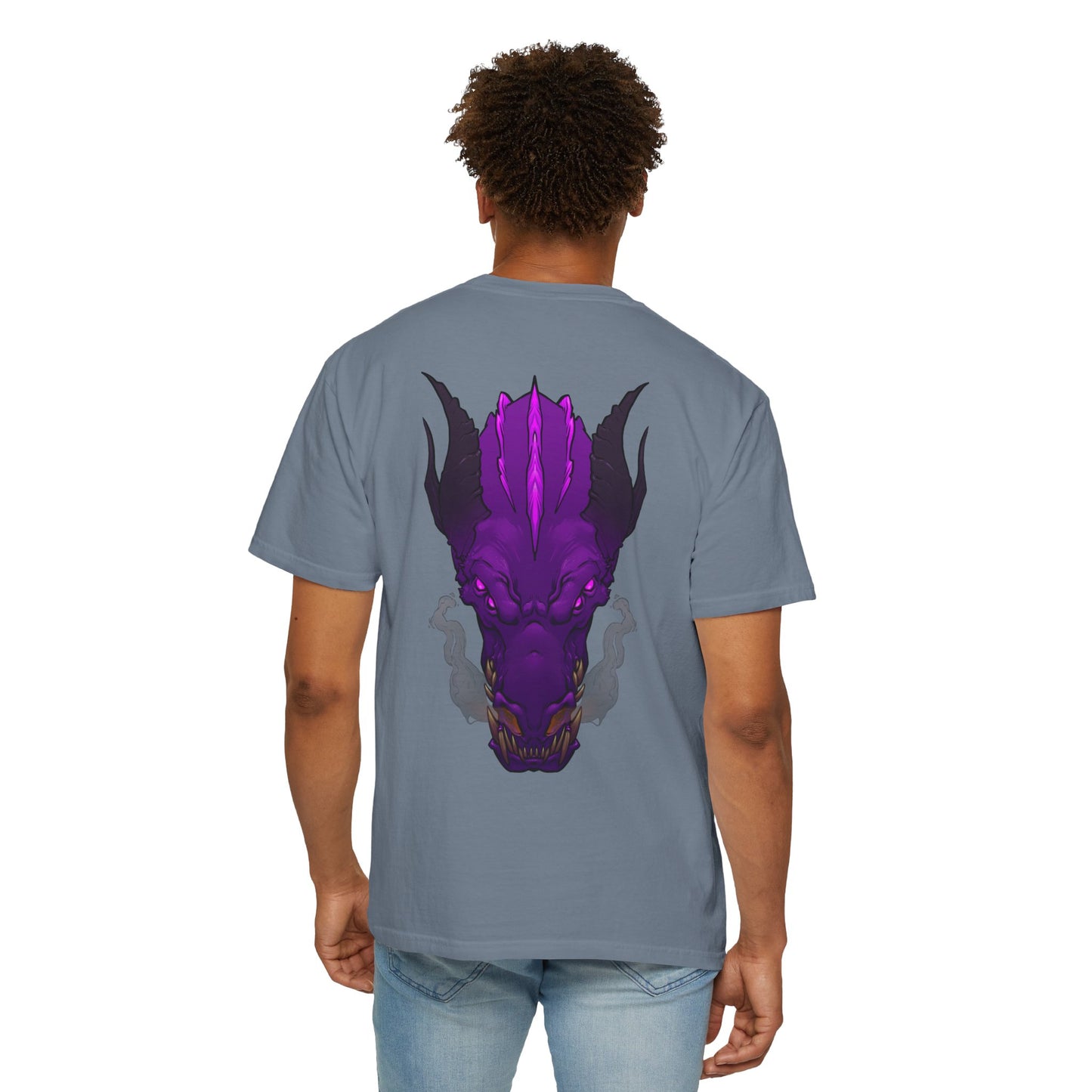Purple Dragon Head Graphic T-Shirt
