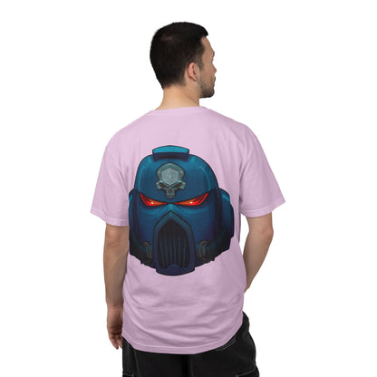 Crimson Armored Space Man Helmet T-Shirt — Graphic Tee