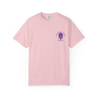 Vampire Skull Graphic T-Shirt — "Galactic Mind" Purple Skull Back Print