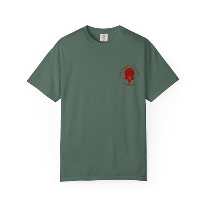 Crimson Armored Space Man Helmet T-Shirt — Graphic Tee