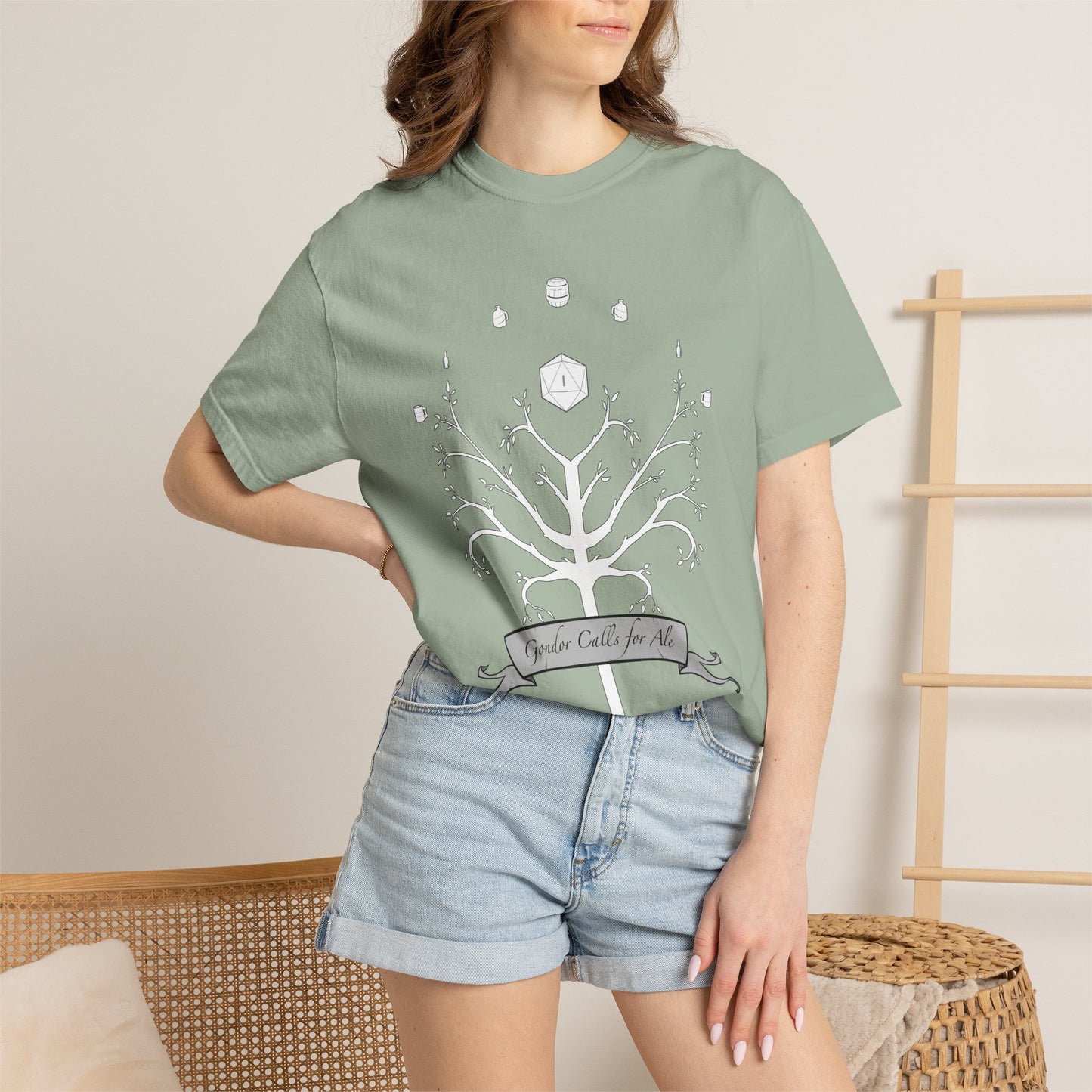 Gondor Calls for Ale White Tree Tee