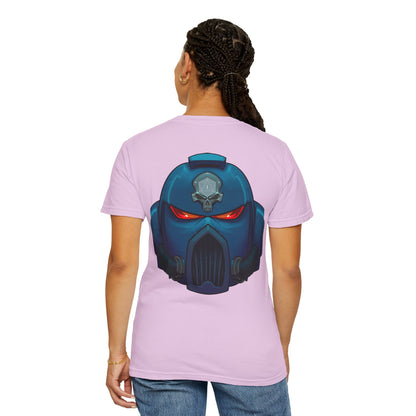 Crimson Armored Space Man Helmet T-Shirt — Graphic Tee