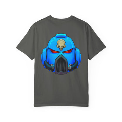 Space Man Helmet T‑Shirt — Blue Sci‑Fi Armor Graphic Tee