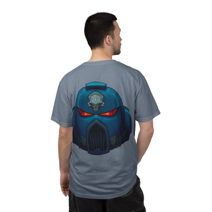 Crimson Armored Space Man Helmet T-Shirt — Graphic Tee