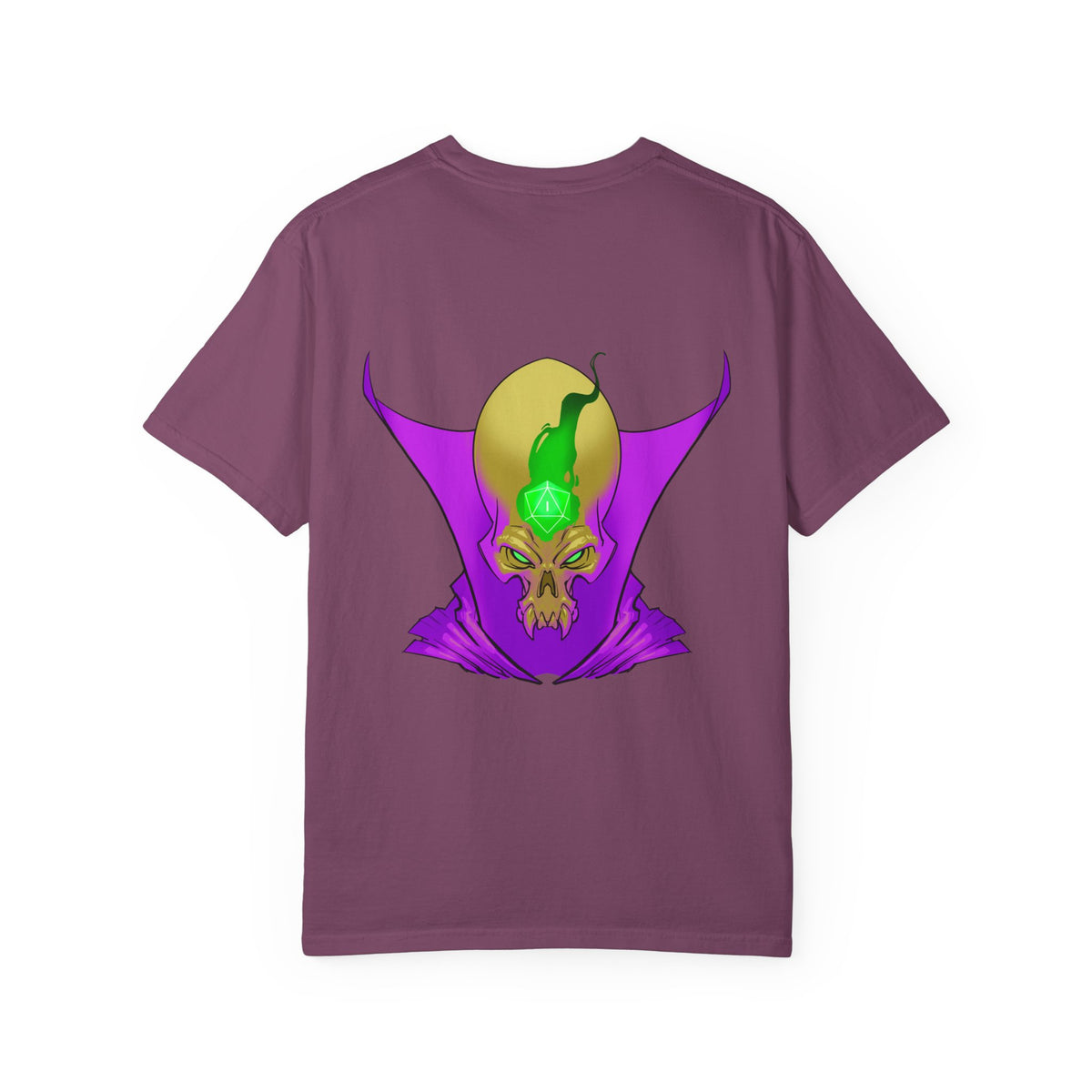 Vampire Skull Graphic T-Shirt — "Galactic Mind" Purple Skull Back Print