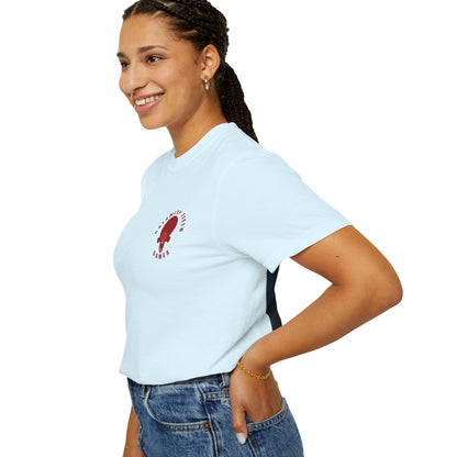Crimson Armored Space Man Helmet T-Shirt — Graphic Tee