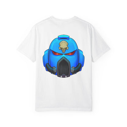 Space Man Helmet T‑Shirt — Blue Sci‑Fi Armor Graphic Tee