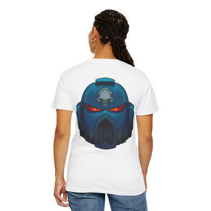 Crimson Armored Space Man Helmet T-Shirt — Graphic Tee