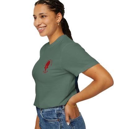 Crimson Armored Space Man Helmet T-Shirt — Graphic Tee