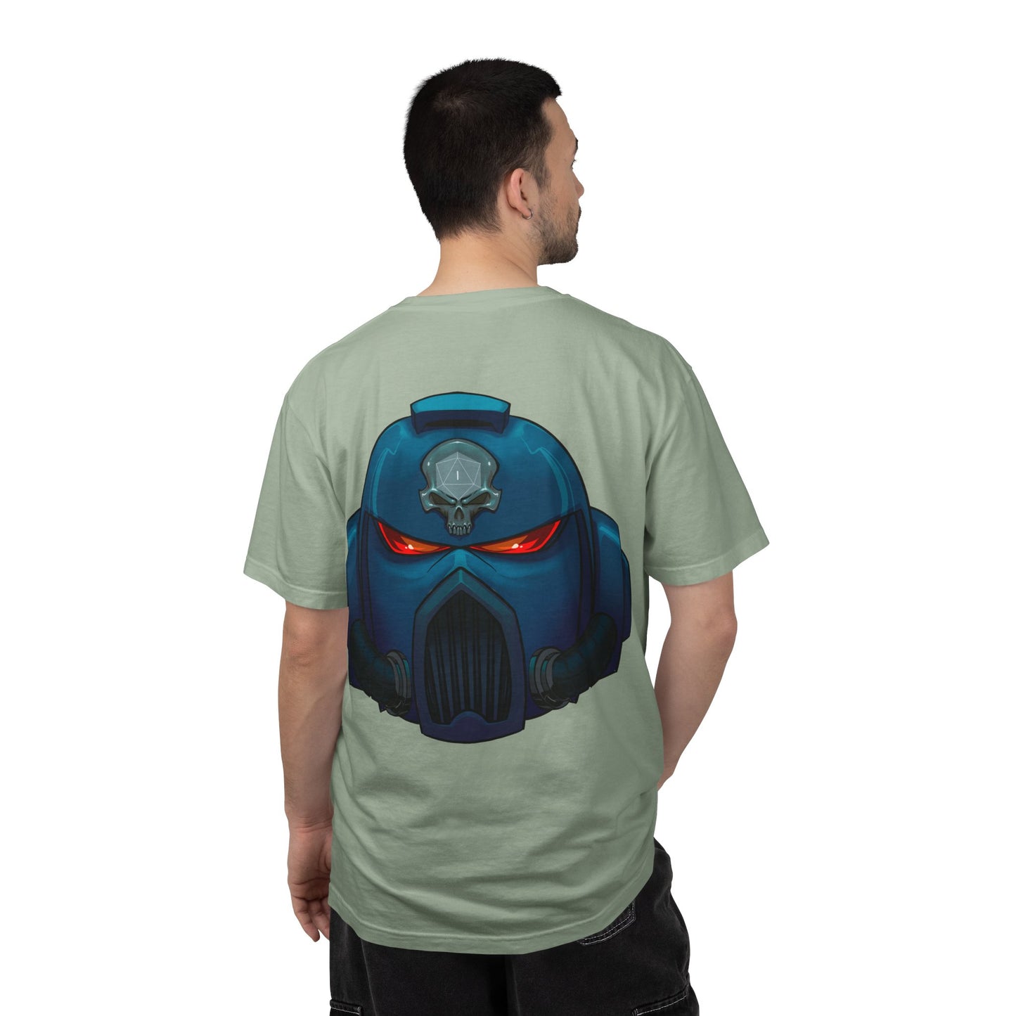 Crimson Armored Space Man Helmet T-Shirt — Graphic Tee