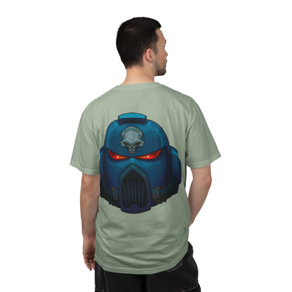 Crimson Armored Space Man Helmet T-Shirt — Graphic Tee