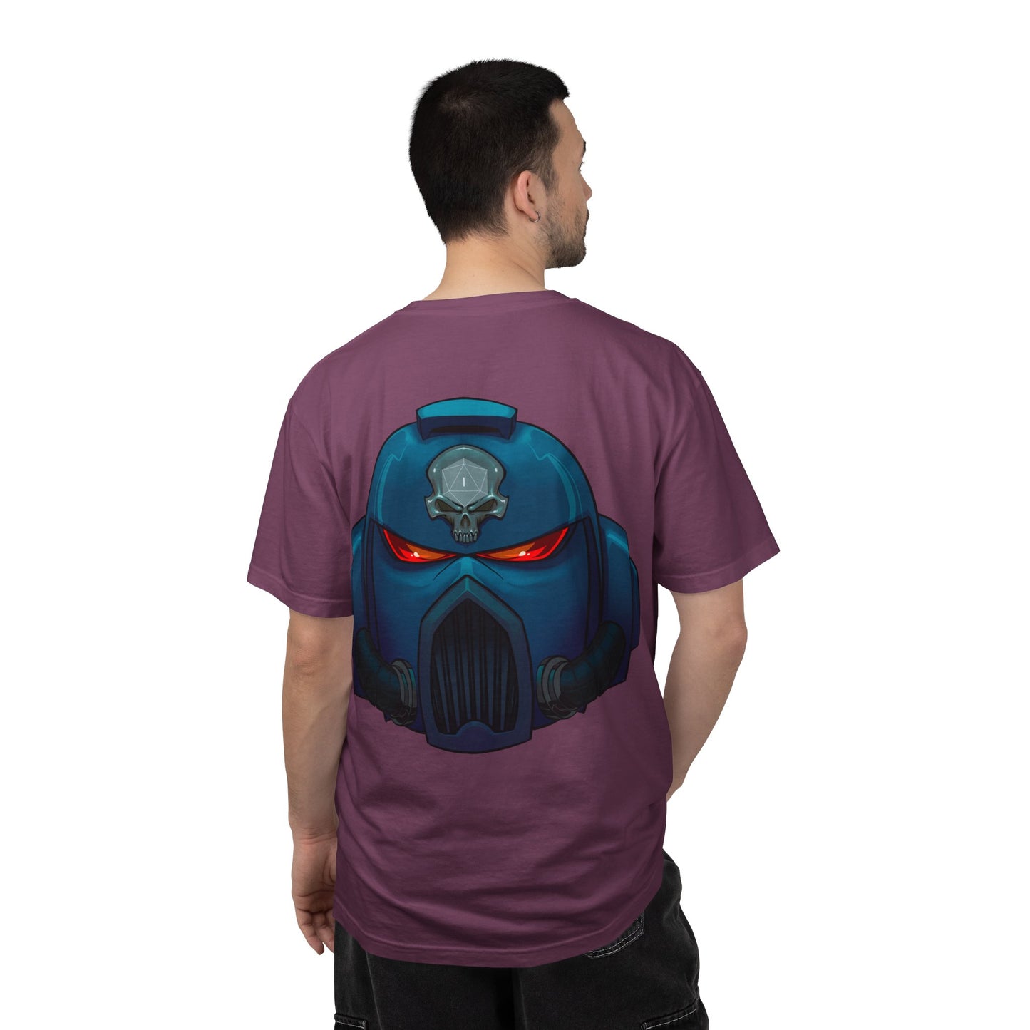 Crimson Armored Space Man Helmet T-Shirt — Graphic Tee