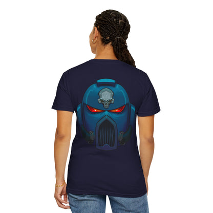 Crimson Armored Space Man Helmet T-Shirt — Graphic Tee
