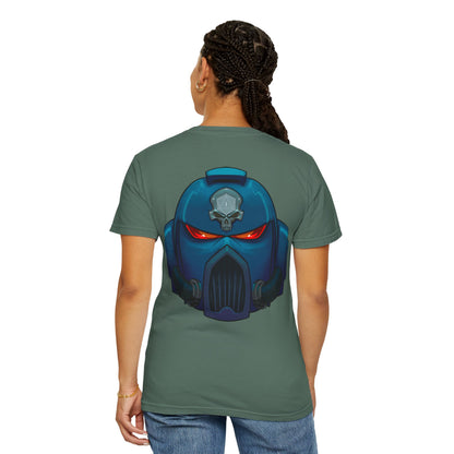 Crimson Armored Space Man Helmet T-Shirt — Graphic Tee