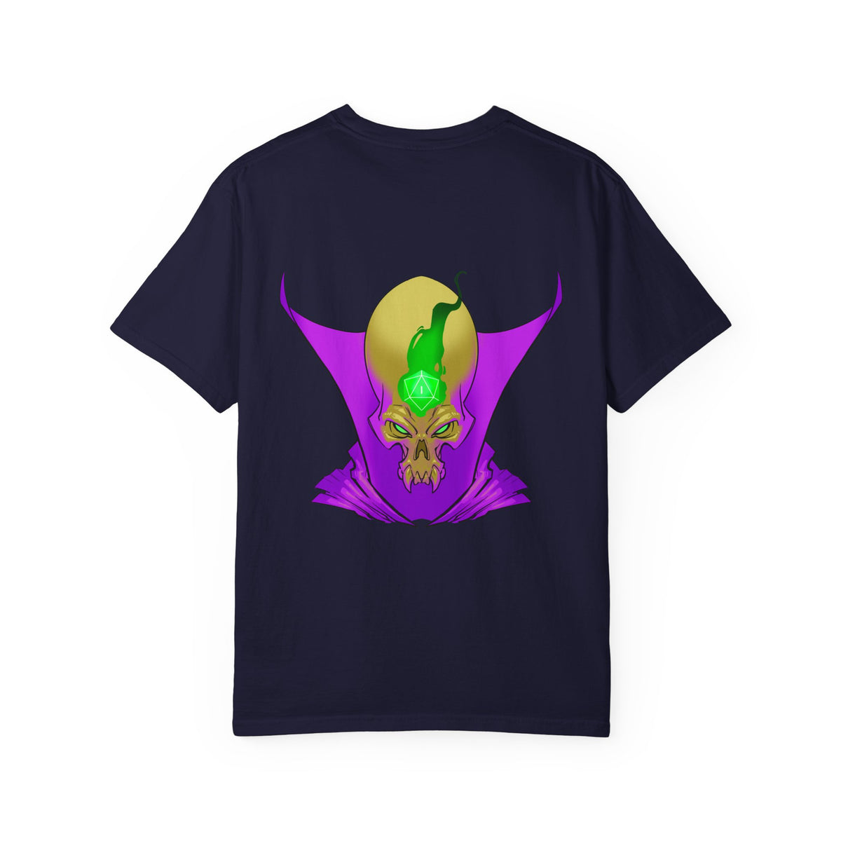 Vampire Skull Graphic T-Shirt — "Galactic Mind" Purple Skull Back Print