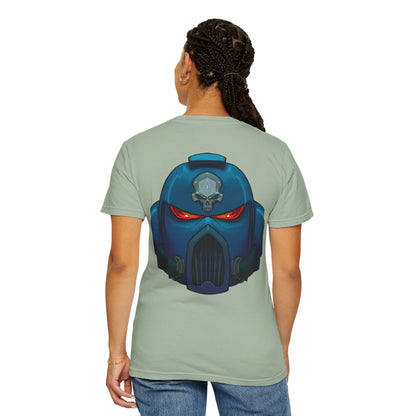 Crimson Armored Space Man Helmet T-Shirt — Graphic Tee