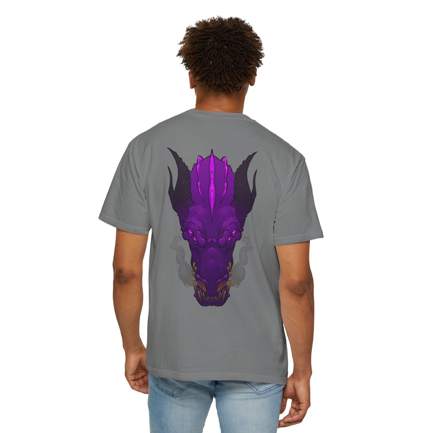 Purple Dragon Head Graphic T-Shirt