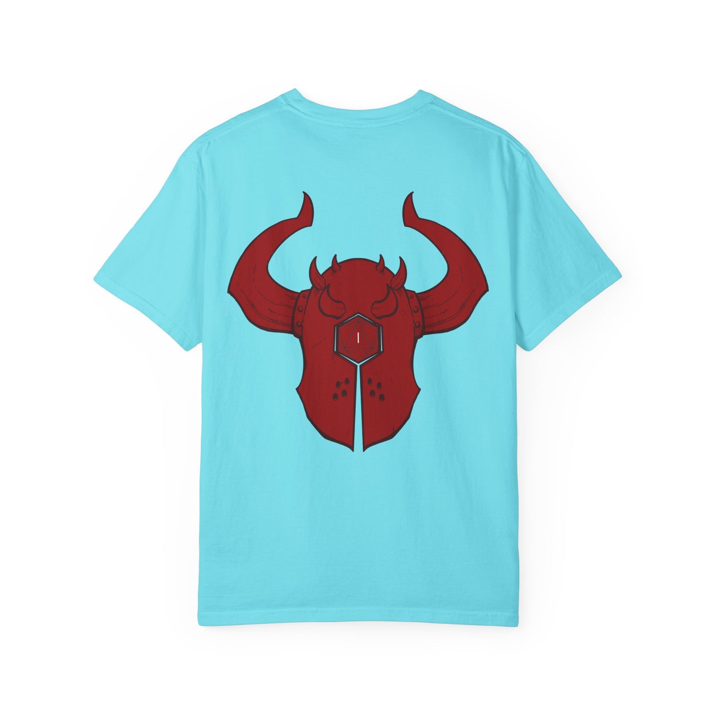 Copy of Demonic Horned Helmet T-Shirt — Red Viking Armor Back Print