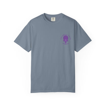 Vampire Skull Graphic T-Shirt — "Galactic Mind" Purple Skull Back Print