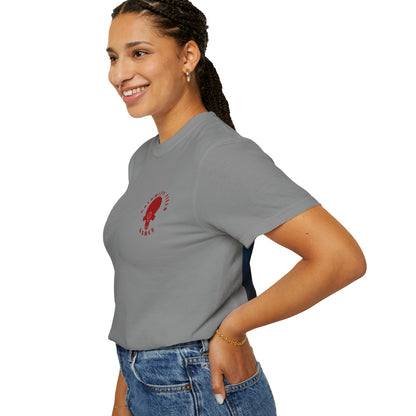 Crimson Armored Space Man Helmet T-Shirt — Graphic Tee