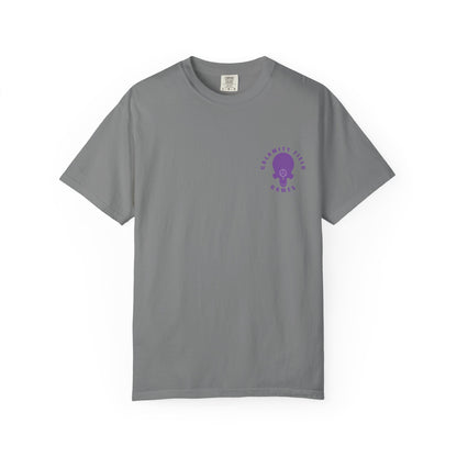 Vampire Skull Graphic T-Shirt — "Galactic Mind" Purple Skull Back Print