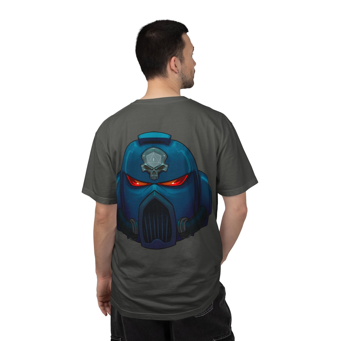 Crimson Armored Space Man Helmet T-Shirt — Graphic Tee