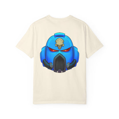 Space Man Helmet T‑Shirt — Blue Sci‑Fi Armor Graphic Tee