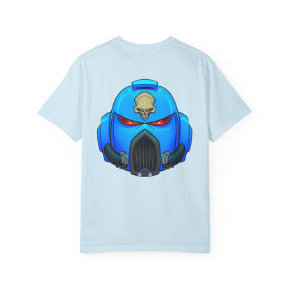 Space Man Helmet T‑Shirt — Blue Sci‑Fi Armor Graphic Tee