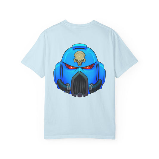 Space Man Helmet T‑Shirt — Blue Sci‑Fi Armor Graphic Tee