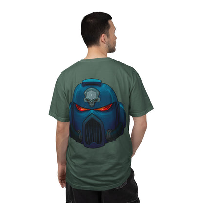 Crimson Armored Space Man Helmet T-Shirt — Graphic Tee