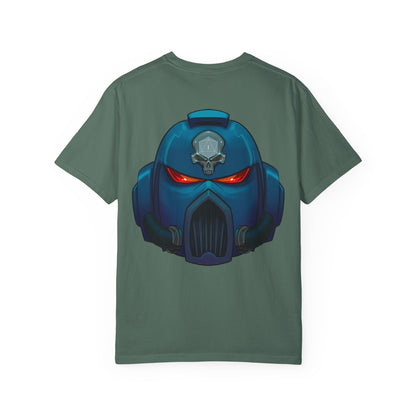 Crimson Armored Space Man Helmet T-Shirt — Graphic Tee