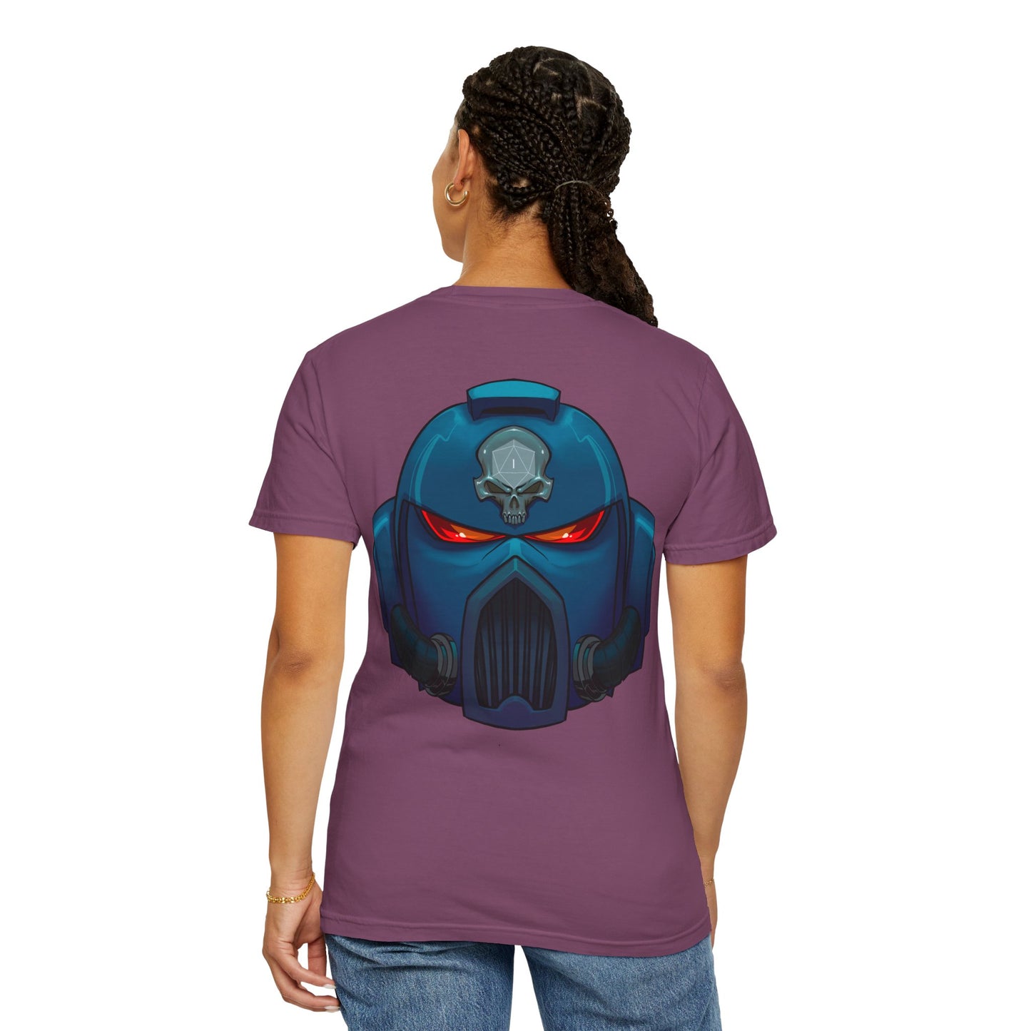 Crimson Armored Space Man Helmet T-Shirt — Graphic Tee
