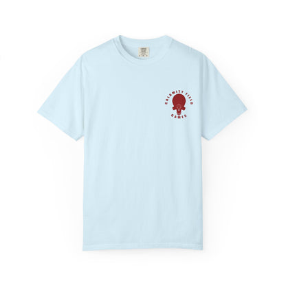 Crimson Armored Space Man Helmet T-Shirt — Graphic Tee