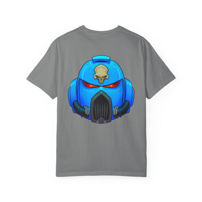 Space Man Helmet T‑Shirt — Blue Sci‑Fi Armor Graphic Tee