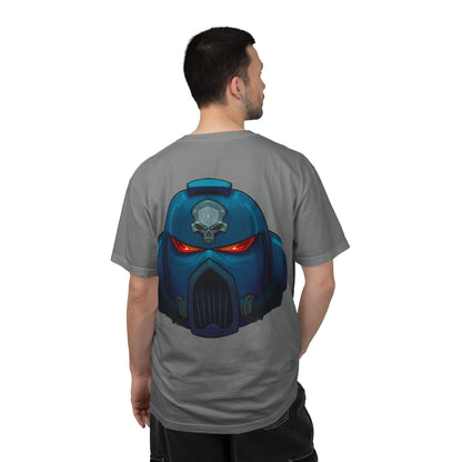 Crimson Armored Space Man Helmet T-Shirt — Graphic Tee