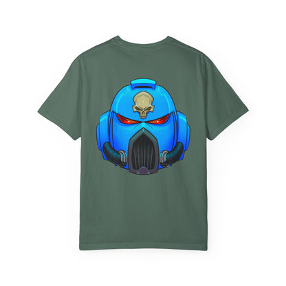 Space Man Helmet T‑Shirt — Blue Sci‑Fi Armor Graphic Tee