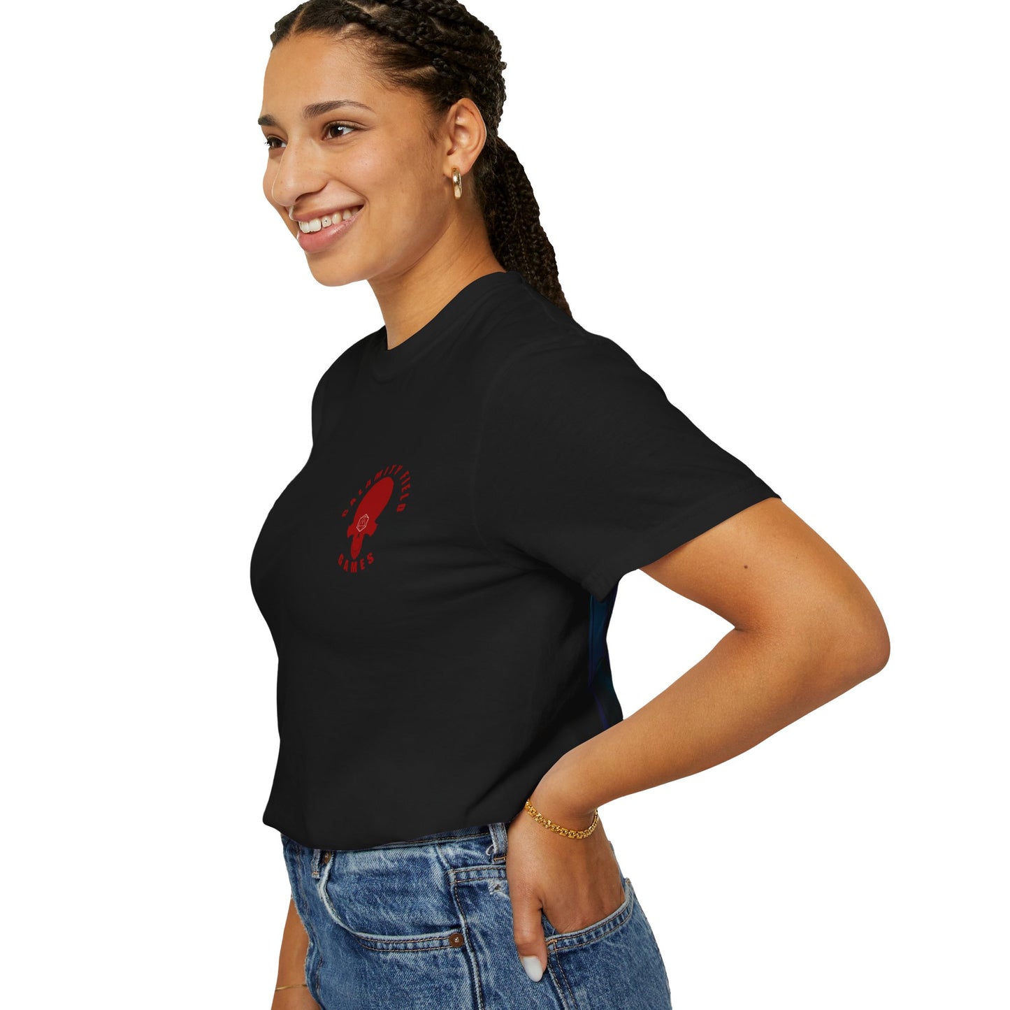 Crimson Armored Space Man Helmet T-Shirt — Graphic Tee