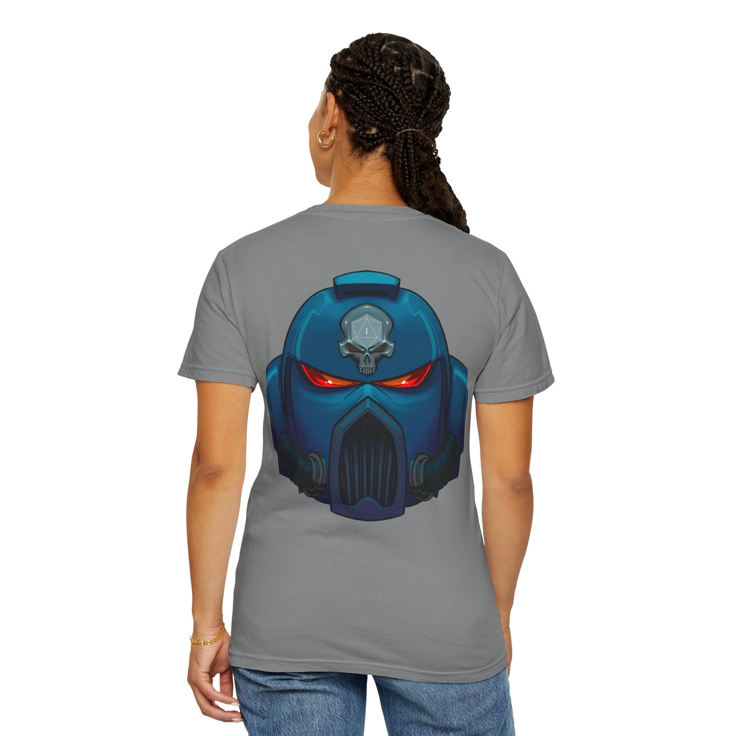 Crimson Armored Space Man Helmet T-Shirt — Graphic Tee