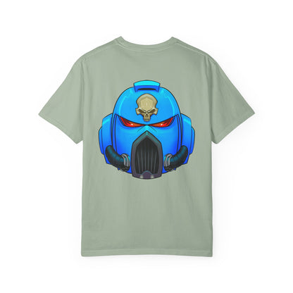 Space Man Helmet T‑Shirt — Blue Sci‑Fi Armor Graphic Tee